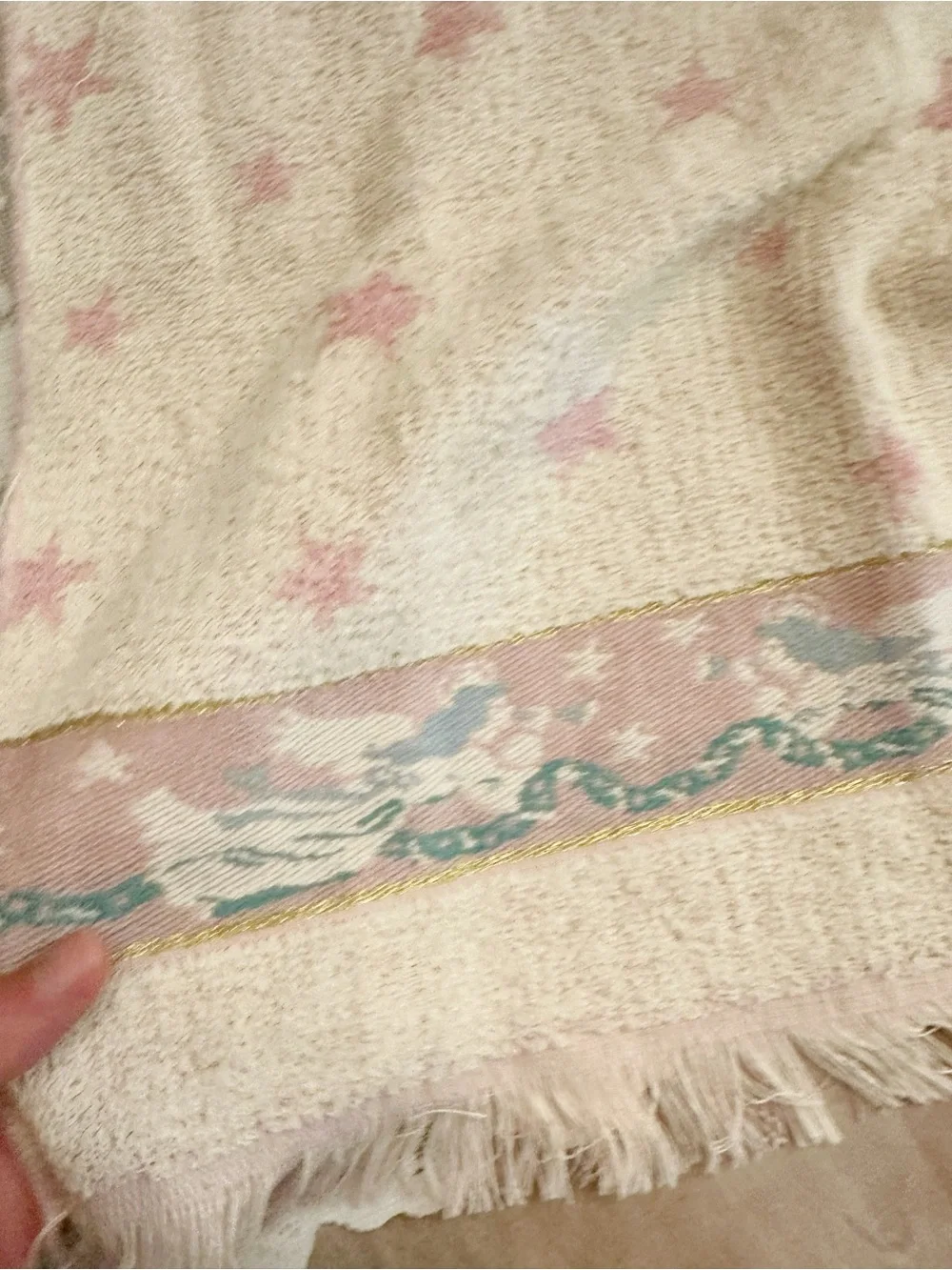 Lot of 2 NWT Pink & Cream Decorative Holiday Hand Towels